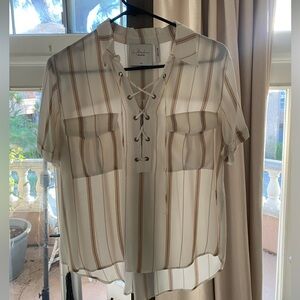 Oversized lace up blouse